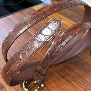 Brown Crocodile Embossed Leather Belt
